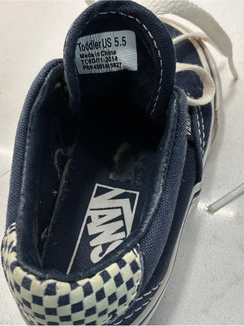 Vans Off the Wall Toddlers 5.5 Blue and White Checker Skater